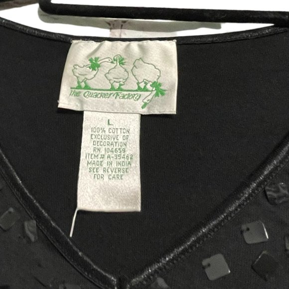 NWT Quacker Factory 1990s Vintage Black Sequin Tunic Top | Size Large - Picture 2 of 6